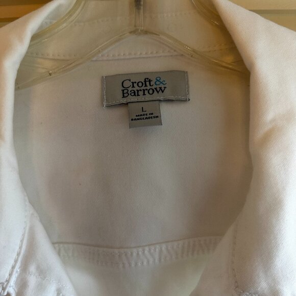 Croft & Barrow White Stretch Denim Jacket Women's L - Picture 2 of 6
